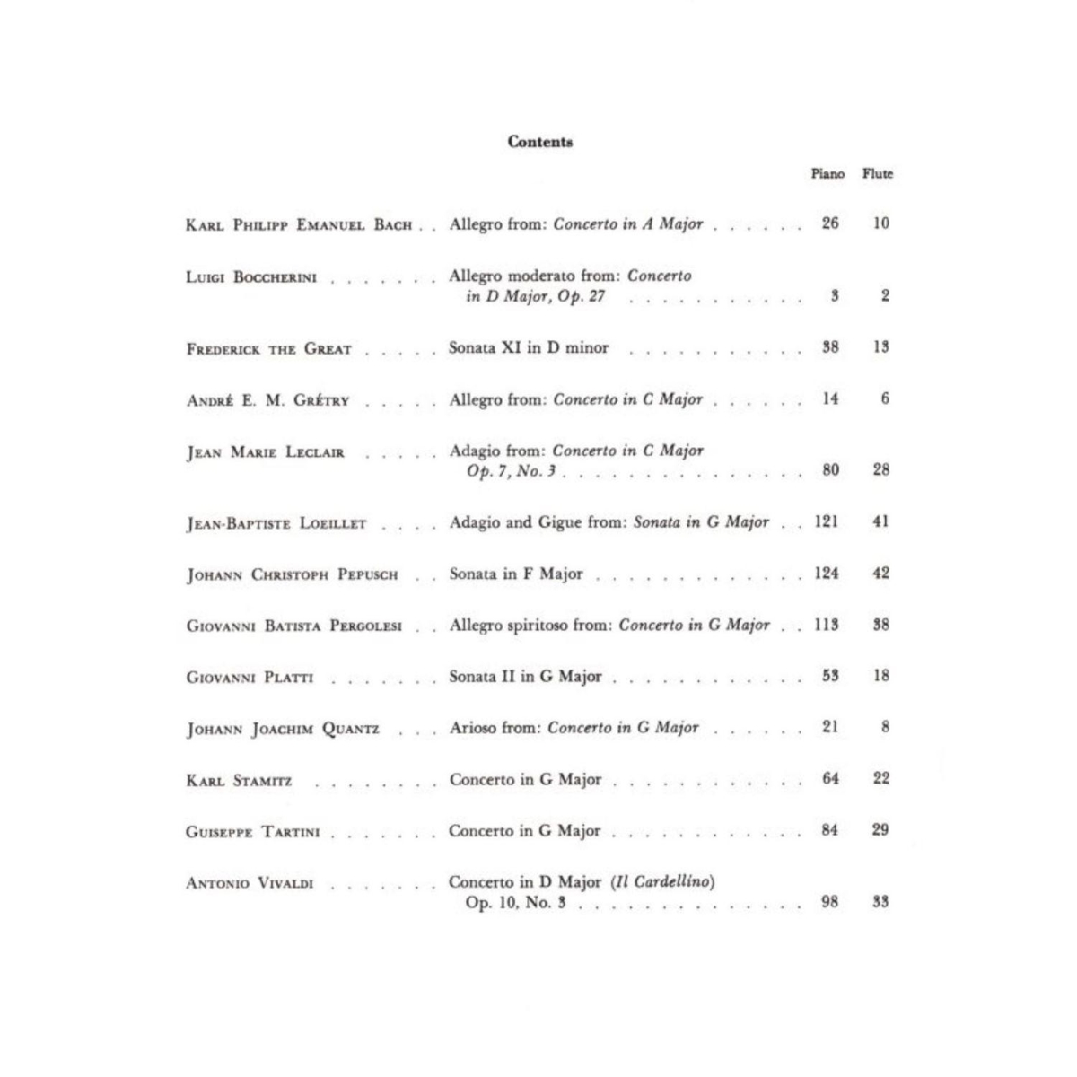 Flute Music Of The Baroque Peças barrocas selecionadas, revisadas e