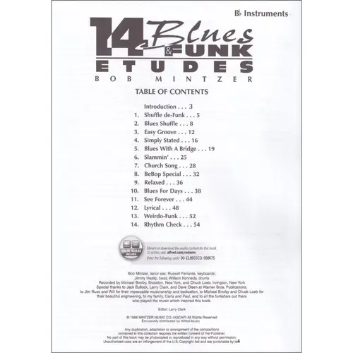 14 Blues & Funk etudes for B-flat Instruments