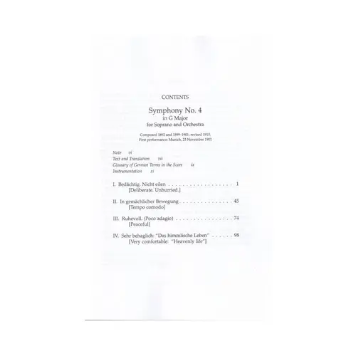Symphony N.4 In G major for soprano and orchestra - study score