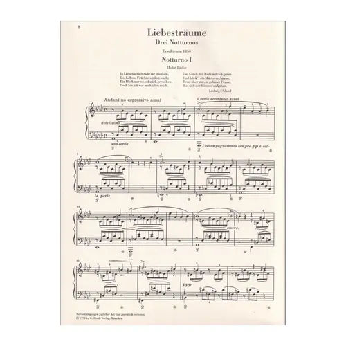 Liebestraume - Drei Notturnos - Urtext