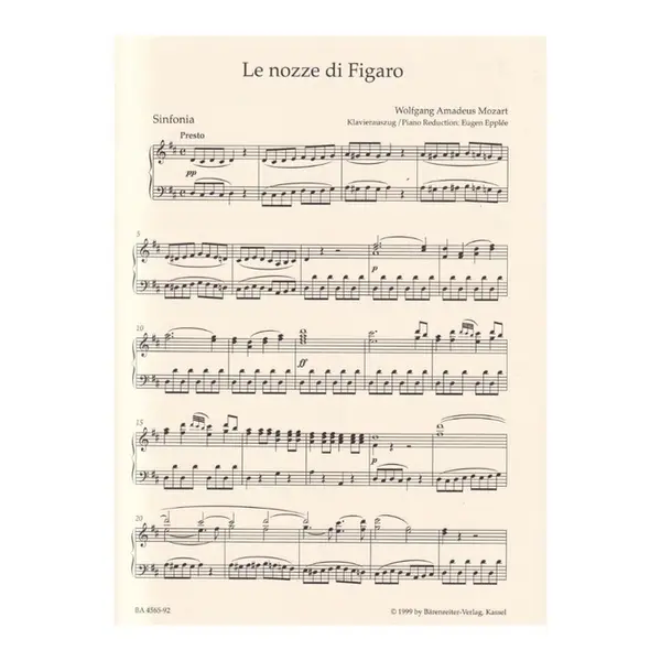 Le Nozze Di Figaro - Kv 492 - (Brieger/Layer) - Vocal Score
