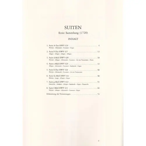 Suiten Hwv 426-433  (1720) - Klavierwerke - Vol.1