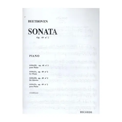 Sonata Op.049 N.2 Em Sol (Casella) - Exemplar Antigo