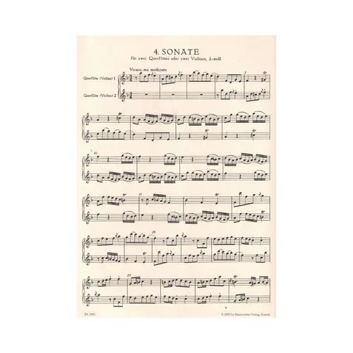 Six Canonic Sonatas For Two Flutes Or Two Violins Twv 40:118-123 Ii