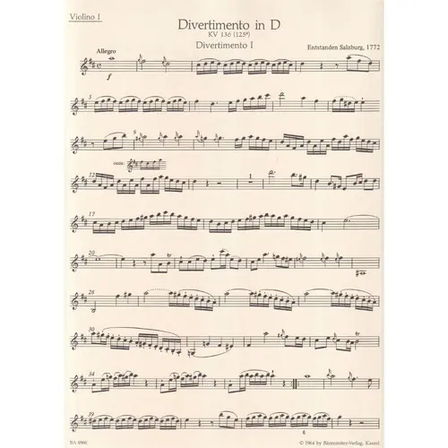 Three Divertimenti For String Quartet - Kv 136 - 138 - partes