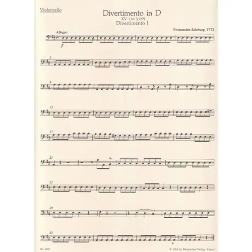 Three Divertimenti For String Quartet - Kv 136 - 138 - partes