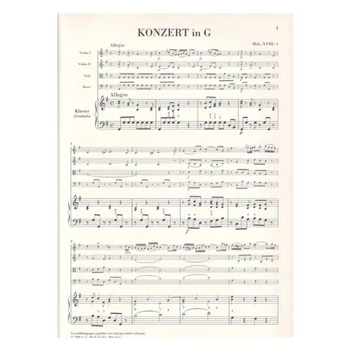 Klavierkonzert G Dur-Hob.Xviii-4
