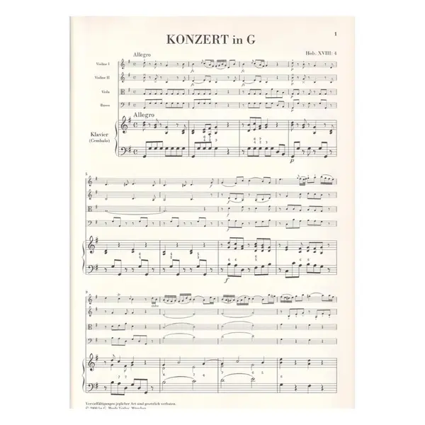 Klavierkonzert G Dur-Hob.Xviii-4
