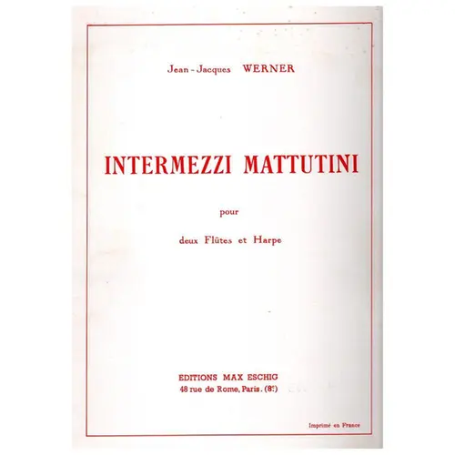 Intermezzi Mattutini Pour Duex Flutes Et Harpe