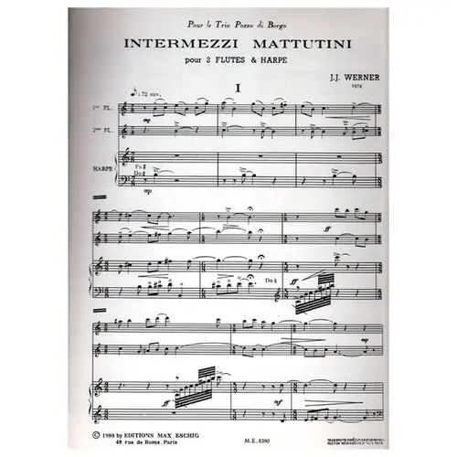 Intermezzi Mattutini Pour Duex Flutes Et Harpe