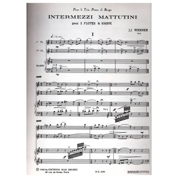 Intermezzi Mattutini Pour Duex Flutes Et Harpe