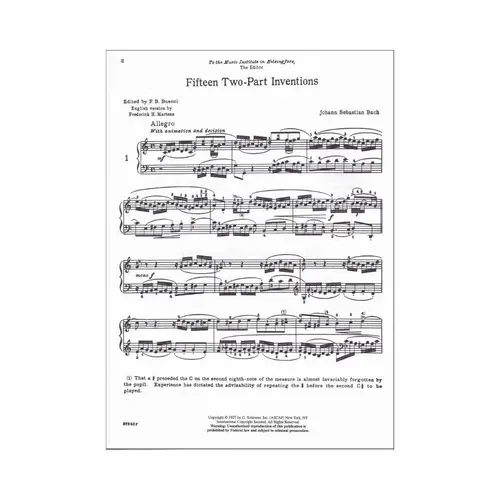 Two-and three-part inventions for the piano