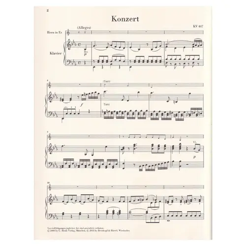 Hornkonzert N.3 Es-Dur - Kv 447 - Urtext