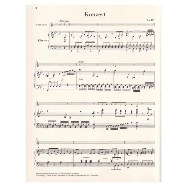 Hornkonzert N.3 Es-Dur - Kv 447 - Urtext