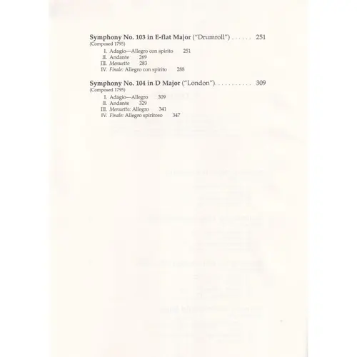 London Symphonies ns.99-104 in full score