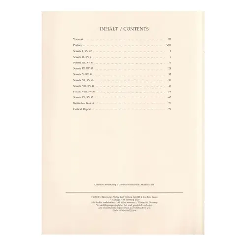 Complete sonatas for violoncello and basso continuo RV 39 - 47