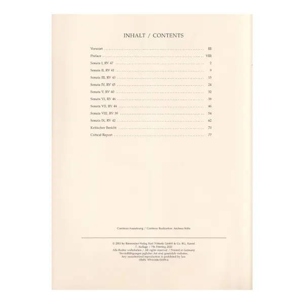 Complete sonatas for violoncello and basso continuo RV 39 - 47