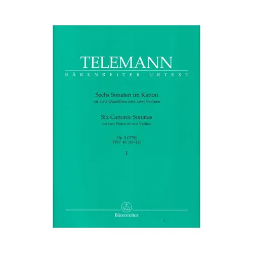 Six Canonic Sonatas For Two Flutes Or Two Violins - Op.5 - I Twv 40:118-123