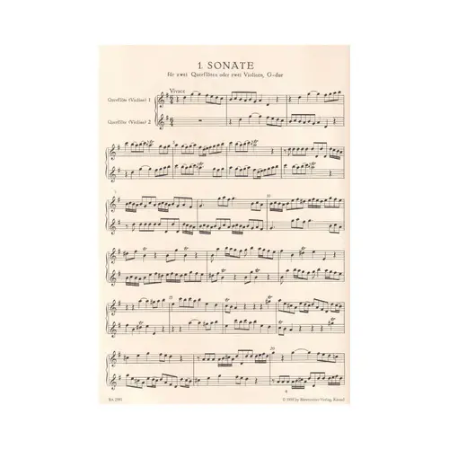 Six Canonic Sonatas For Two Flutes Or Two Violins - Op.5 - I Twv 40:118-123
