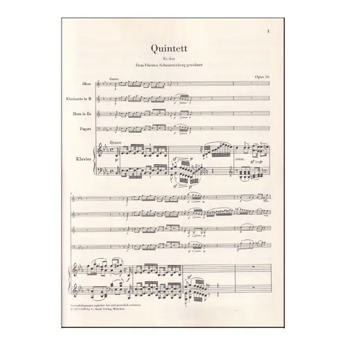 Quintett Fur Klavier Und Blaser - Es-Dur - Op.16