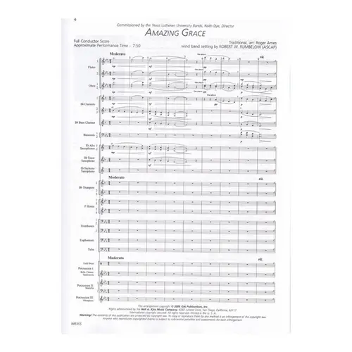 Amazing Grace - Concert Band - Score And Parts