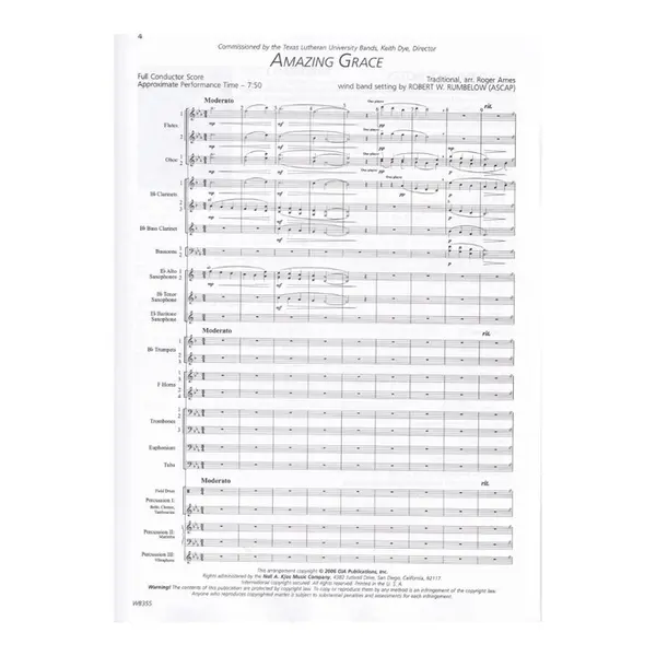 Amazing Grace - Concert Band - Score And Parts