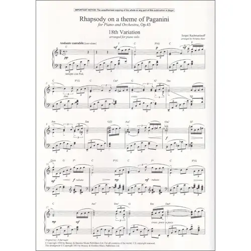Rhapsody On A Theme Of Paganini - 18Th Variation