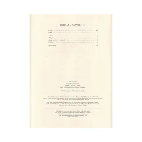 Konzert In G Moll Fur Flote - Hwv 287 (Pr)