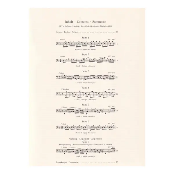Sechs Suiten Violoncello Solo - BWV 1007-1012 - Urtext