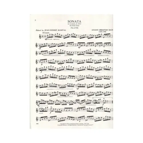Sonata In A Minor For Flute- S. 1013   (Rev. Rampal)