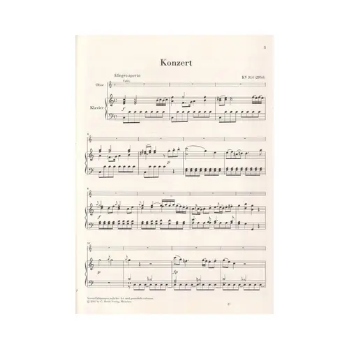 Oboenkonzert C Dur  - Kv 314 - Urtext