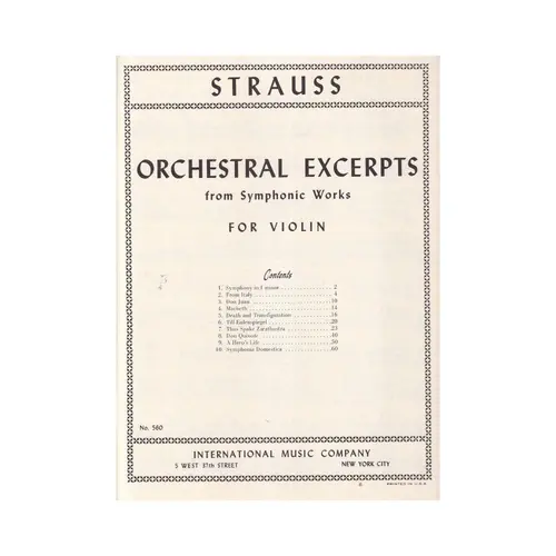 Orchestral Excerpts From Symphonic Works For Violin
