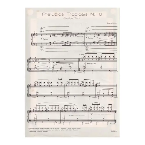 Cantiga Plana - Preludios Tropicais N.8 - Exemplar Antigo