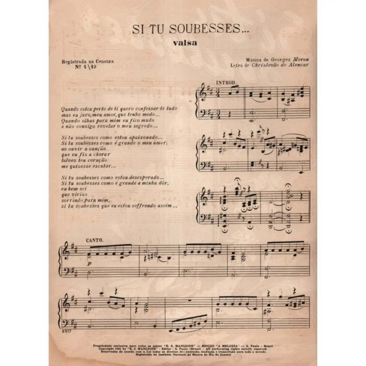 Si Tu Soubesses.. - Valsa-Canção  (Edição Antiga)