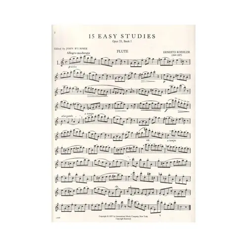 15 Easy Studies For Flute - Op.33