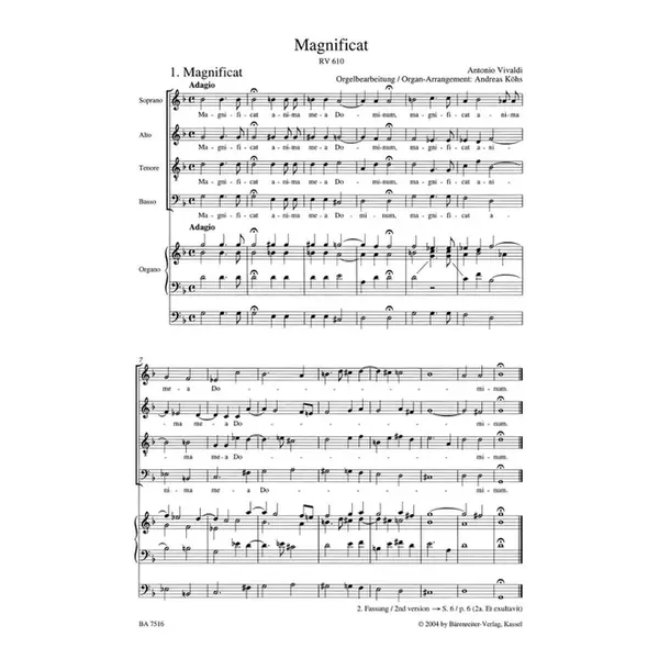 Magnificat - Rv 610 / 611 - Full Score