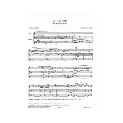 Vocalise For Flute And Piano