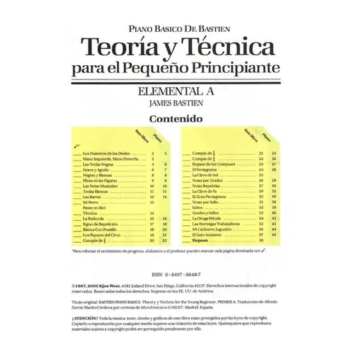 Teoría Y Técnica Para El Pequeno Principiante - Elemental A