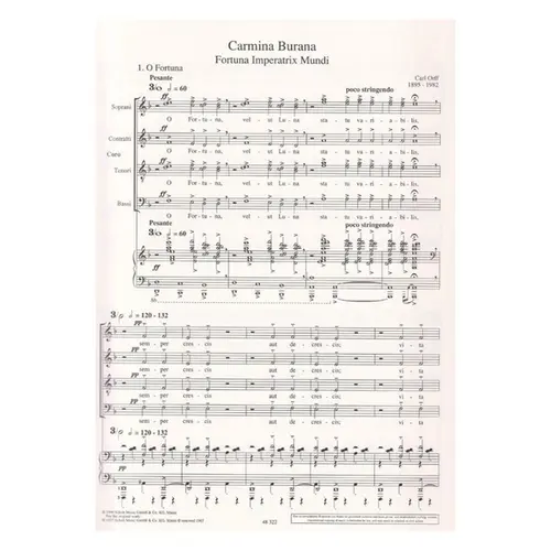 Carmina Burana - Vocal Score - Peça de Carl Orff - Parte para