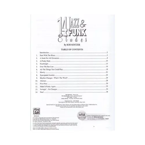 14 Jazz And Funk Etudes For Eb Instruments