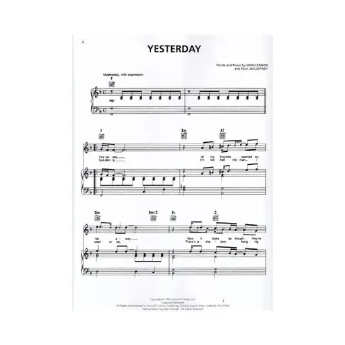 Yesterday (Piano Vocal)