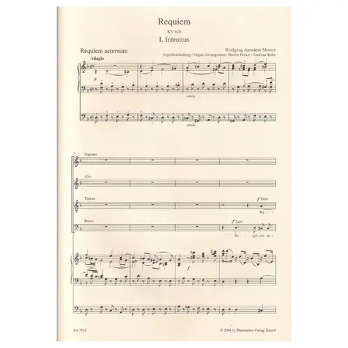 Requiem - Kv 626 - Arranged For Soloists, Choir And Organ - Score