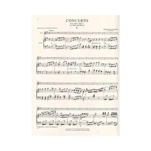 Concerto In G Major - Op.1 For Flute And Piano