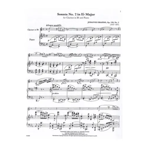 Sonata N.2 In Eb Major - Op.120 N.2 - (Clarinet)