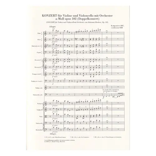 Doppelkonzert A Moll - Op.102  - Studien Edition