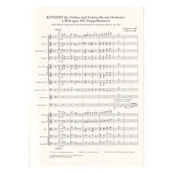 Doppelkonzert A Moll - Op.102  - Studien Edition