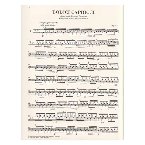 Zwolf Capricci Fur Violoncello Solo - Op.25 - Urtext