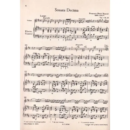Zwolf Sonaten Fur Violine - Op.1 Vol.4 (N.10-12) (Ed. Antiga)