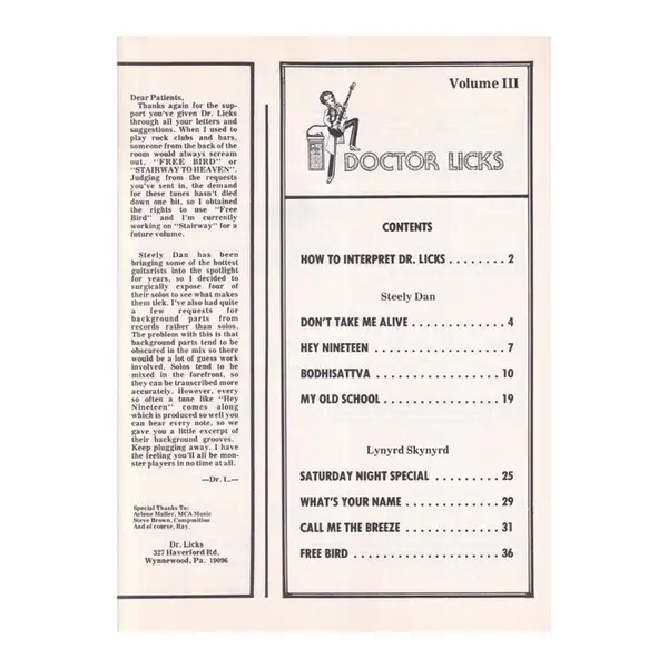 Doctor Licks - Vol.3  +K7 - Lynyrd Skynyrd E Steely Dan