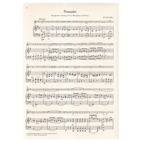 Sonata for piano and violin in e minor KV 304 (300C)